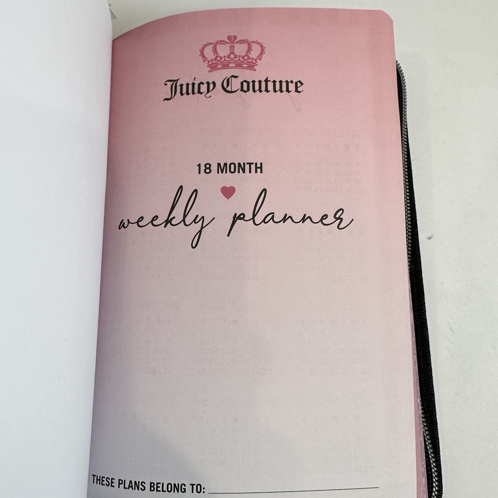 Juicy Couture 2026-2027 Zip Planner Journal Pink Heart Pen 18 Month New - Picture 10 of 12